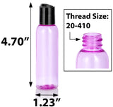 (12 Pack) 2 oz Pink Cosmo Round PET Plastic Bottle with Black Disc Cap