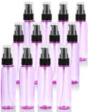 (12 Pack) 2 oz Pink Cosmo Round PET (BPA Free) Plastic Bottle with Black Treatment Pump