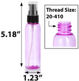 (12 Pack) 2 oz Pink Cosmo Round PET (BPA Free) Plastic Bottle with Black Treatment Pump