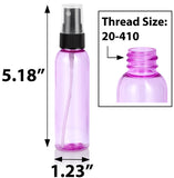 (12 Pack) 2 oz Pink Cosmo Round PET (BPA Free) Plastic Bottle with Black Fine Mist Sprayer