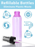 (12 Pack) 2 oz Pink Cosmo Round PET (BPA Free) Plastic Bottle with Black Fine Mist Sprayer