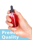 1 oz Red Faded Glass Boston Round Bottle with Black Graduated Dropper (12 Pack)