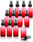 1 oz Red Faded Glass Boston Round Bottle with Black Fine Mist Spray (12 Pack)