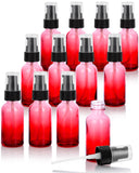1 oz Red Faded Glass Boston Round Bottle with Black Treatment Pump (12 Pack)