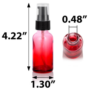 1 oz Red Faded Glass Boston Round Bottle with Black Treatment Pump (12 Pack)