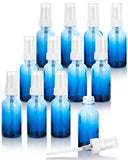 1 oz Blue Faded Glass Boston Round Bottle with White Treatment Pump (12 Pack)