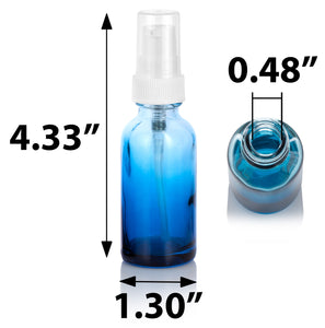 1 oz Blue Faded Glass Boston Round Bottle with White Treatment Pump (12 Pack)