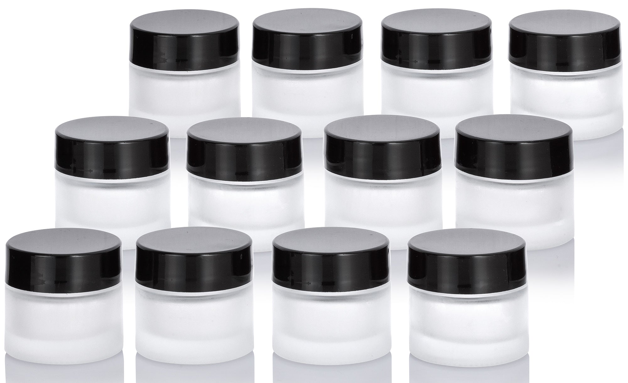 JUVITUS Frosted Clear Glass 8 ml / .27 fl oz Small Thick Wall Balm Salve Pot Container Jars with Black Smooth Foam Lined Lid, Women's