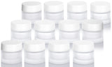 8 ml / .27 fL oz Frosted Clear Glass Small Thick Wall Balm Salve Jars with White Lids ( 12 Pack)
