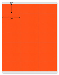 Fluorescent Red 2.83" x 1.5" Rectangle Labels for Laser and Inkjet Printers with Downloadable Template and Printing Instructions,  5 Sheets, 105 Labels (FR28)