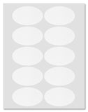 Waterproof White Matte 3.25" x 2" Oval Labels for Laser Printers with Template and Printing Instructions, 5 Sheets, 50 Labels (OV32)