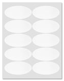Waterproof White Matte 3.93" x 1.93" Oval Labels for Laser Printers with Template and Printing Instructions, 5 Sheets, 50 Labels (OV39)