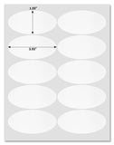 Waterproof White Matte 3.93" x 1.93" Oval Labels for Laser Printers with Template and Printing Instructions, 5 Sheets, 50 Labels (OV39)