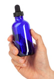 Cobalt Blue Glass Boston Round Dropper Bottle with Black Top - 4 oz / 120 ml - JUVITUS