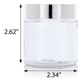 4 oz Clear Plastic Straight Sided Jar with Metal Silver Overshell Lid