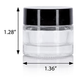 Glass Balm Jar in Clear with Black Smooth Lids (12 Pack)