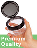 8 oz Clear PET Plastic Refillable Low Profile Jar with Black Flip Top Cap (12 Pack)