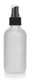 Frosted Clear Glass Boston Round Fine Mist Spray Bottle with Black Sprayer - 4 oz / 120 ml