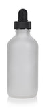 Frosted Clear Glass Boston Round Dropper Bottle with Black Top - 4 oz / 120 ml