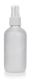 Frosted Clear Glass Boston Round Fine Mist Spray Bottle with White Sprayer - 4 oz / 120 ml