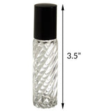 Clear Glass Swirl Roll On Bottle with Roll On Applicator - .33 oz / 10 ml - JUVITUS