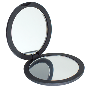 Magnifying Compact Travel Double Sided Mirror in Black - 1x / 2x Magnifying View - Perfect for Touch Ups, Makeup Bag, Travel, Gym, Car