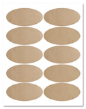 Textured Brown Kraft Oval Labels, 3.93" x 1.93", with Template and Printing Instructions, 5 Sheets, 50 Labels (BK39)