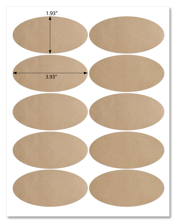 Textured Brown Kraft Oval Labels, 3.93