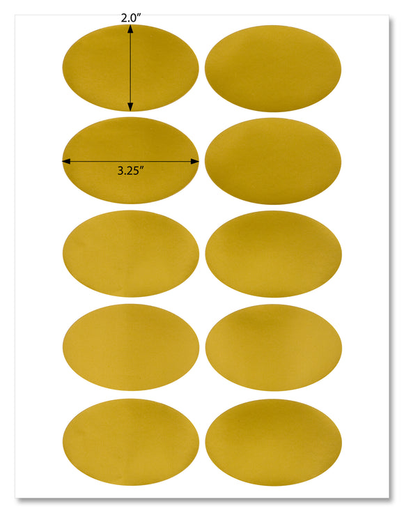 Shiny Gold Foil Oval Labels, 3.25