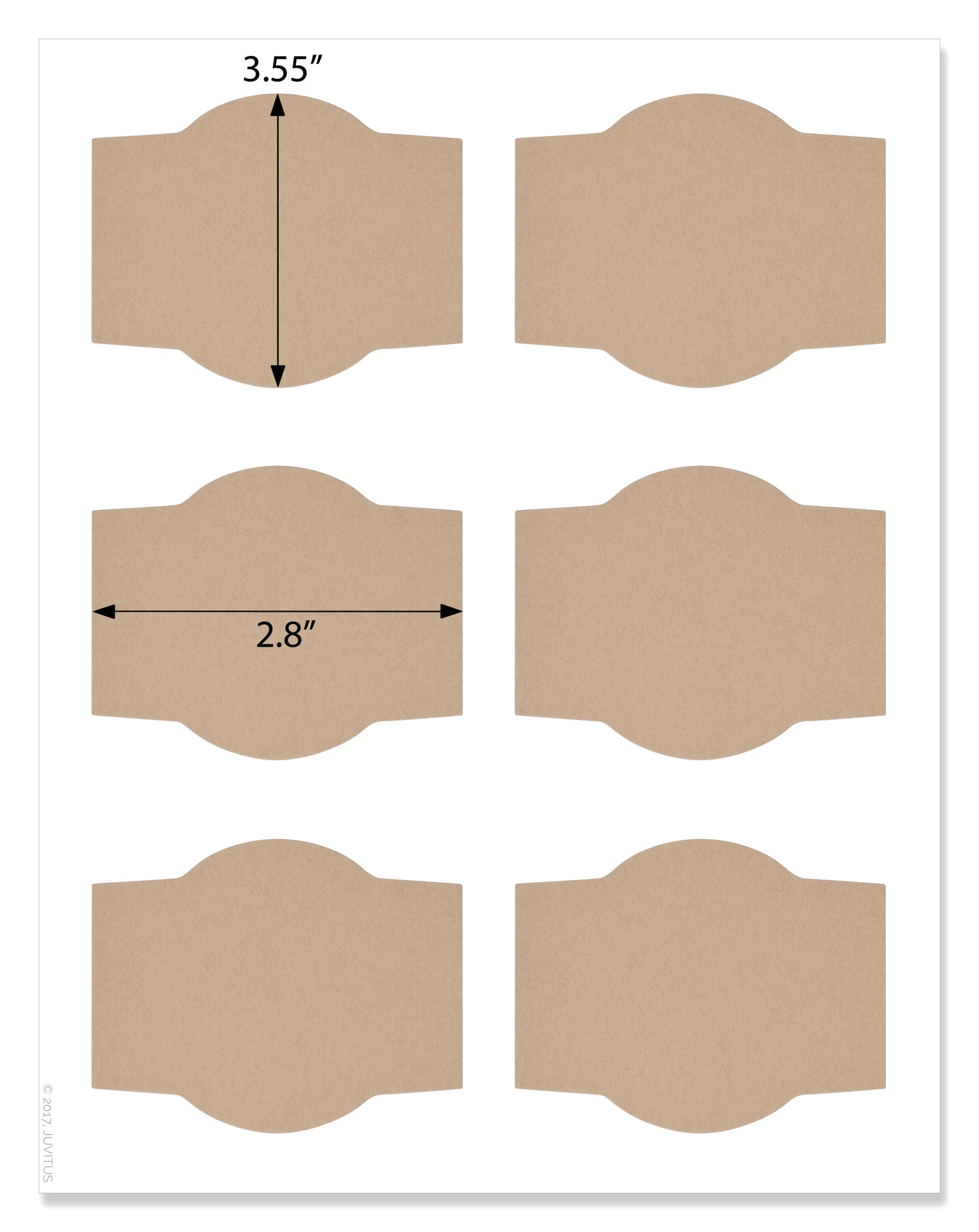 Wine and Beer Bottle Labels, Textured Brown Kraft, 3.5 x 2.8 Inches, with  Downloadable Template and