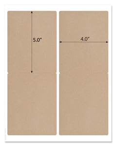 Textured Brown Kraft Rectangle Labels, 4 x 5 Inches, with Template and Printing Instructions, 5 Sheets, 20 Labels (BKR45)