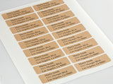 Textured Brown Kraft Round Corner 3 x 1 Inch Rectangle Labels, With Template and Printing Instructions, 5 Sheets, 90 Labels (RB31)