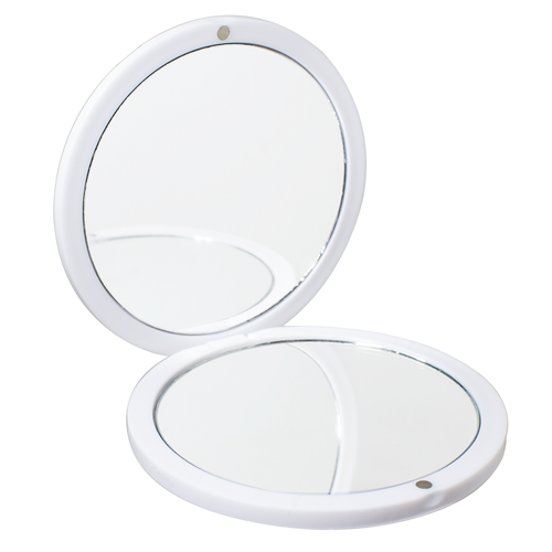 White Magnifying Compact Travel Double Sided Mirror with Magnetic ...