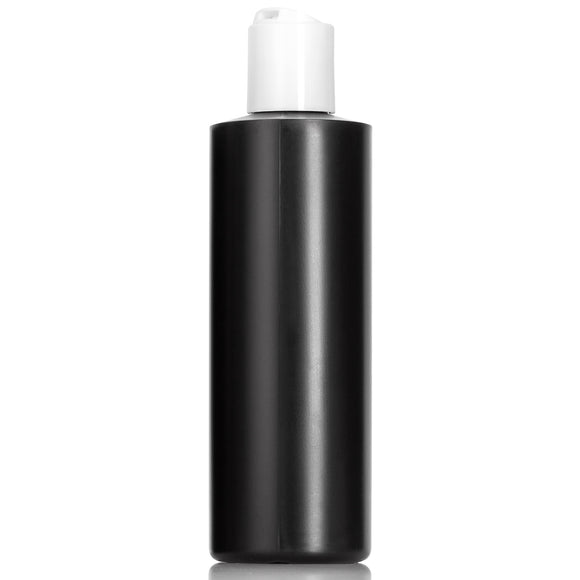 Black Squeeze Cylinder Plastic Bottle with White Disc Cap (12 Pack)