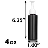Black Plastic HDPE Cylinder Squeeze Bottle with White Lotion Pump (12 Pack)