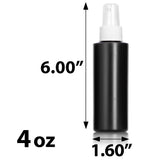 Black Plastic HDPE Cylinder Squeeze Bottle with White Fine Mist Sprayer (12 Pack)