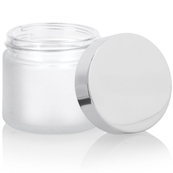 2 oz Clear Thick Frosted Glass Straight Sided Jar