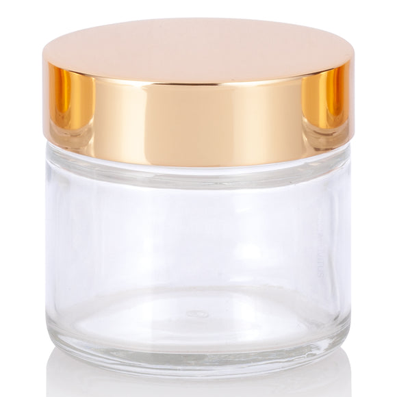 8 oz Clear Tall Glass Jar with Gold Lid