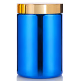 25 oz Blue Metallic HDPE Plastic Jar with Lid (12 Pack)