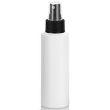 White Plastic HDPE Cylinder Squeeze Bottle with Black Fine Mist Sprayer - 4 oz (12 Pack)