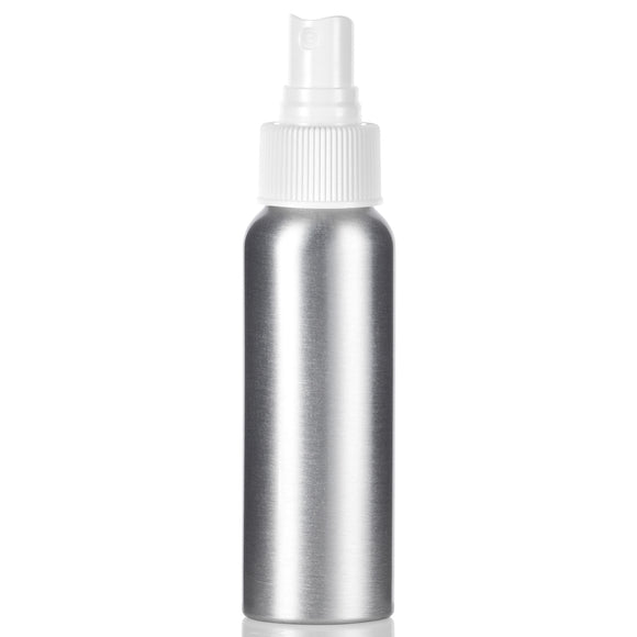 Silver Metal Aluminum Bottle with White Fine Mist Sprayer - 2.7 oz (6 Pack)