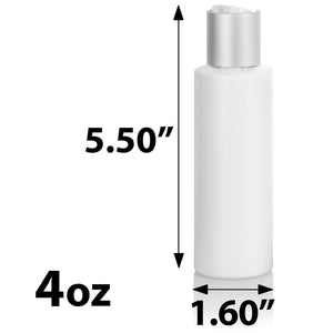 White Plastic HDPE Cylinder Squeeze Bottle with Silver Disc Cap (12 Pack)