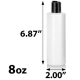 White Plastic HDPE Cylinder Squeeze Bottle with Black Disc Cap (12 Pack)