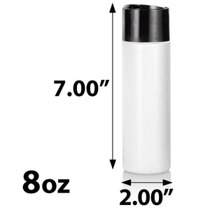 White Plastic HDPE Cylinder Squeeze Bottle with Wide Black Disc Cap (6 Pack)