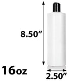 White Plastic HDPE Cylinder Squeeze Bottle with Black Disc Cap (12 Pack)