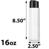 White Plastic HDPE Cylinder Squeeze Bottle with Wide Black Disc Cap (6 Pack)