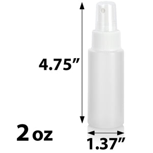 Natural Clear Plastic HDPE Squeeze Bottle with White Fine Mist Sprayer (12 Pack)