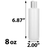 Clear Natural Plastic HDPE Cylinder Squeeze Bottle with Silver Disc Cap (12 Pack)