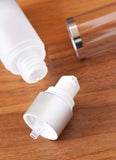 1 oz / 30 ml Empty Frosted Airless Acrylic Foundation Bottle with Clear Cap + Funnel (12 Pack)