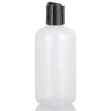 Clear Natural Plastic LDPE Squeeze Bottle with Black Disc Cap (12 Pack)